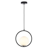 MERCATOR Edith Opal Ball Pendant with Circular Metal Frame - Black - E14 MPL506BLK