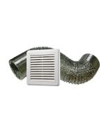 100mm Duct Kit including Aluminium Ducting and Fixed Exterior Grille In-built bug mesh filter V100DKIT