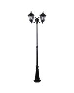 Chester Twin Head Curved Arm Tall Post Light Black - 15051