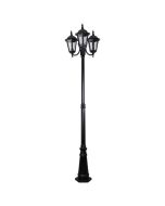 Chester Triple Head Curved Arm Tall Post Light Black - 15057	