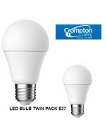 Crompton 6W A60 Shape E27 Base LED Globe - Twin Pack