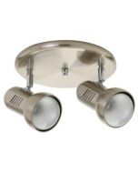 Two Light Surface Mounted Incandescent Round Plate Spotlight (Fully Adjustable, Metal Construction, Satin Chrome) - 22388