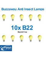 10 Pack 'Buzzaway' Anti Insect Lamps 100w Bayonet Cap B22