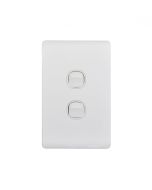 Leopard Switch Vertical 2 Gang 16AX/20A 250V (LESWV2GWHT) White GSM