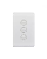 Leopard Switch Vertical 3 Gang 16AX/20A 250V (LESWV3GWHT) White GSM