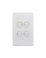 Leopard Switch Vertical 4 Gang 16AX/20A 250V (LESWV4GWHT) White GSM