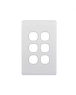 Leopard Switch Plate Vertical 6 Gang (LESWPV6GWHT) White GSM