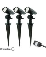 Crompton 3 LIGHT Low Voltage LED GARDEN SPIKE LIGHT KIT - DIY Black 27598