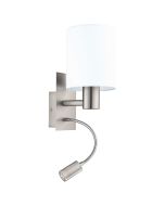 Pasteri Wall Light With Adjustable LED Goose Neck Satin Nickel / White - 96477