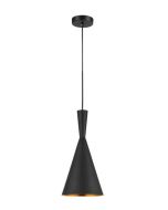 PENDANT ES 40W BLK CONE with gold dimpled CAVIAR6 Cla Lighting