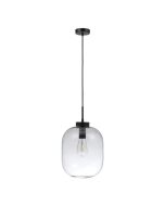 FLAUNT GLASS PENDANT 240V E27 BLACK CLEAR 22738