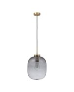 FLAUNT GLASS PENDANT 240V E27 SATIN BRASS SMOKE 22740