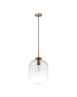 FLAUNT GLASS PENDANT 240V E27 SATIN BRASS CLEAR 22741