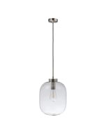 FLAUNT GLASS PENDANT 240V E27 SATIN CHROME CLEAR 22744