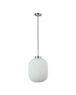 FLAUNT GLASS PENDANT 240V E27 SATIN CHROME OPAL 22745