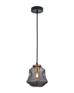FOSSETTE Dimpled Smoked Mirror Effect Angled Bell Glass Pendant Light FOSSETTE1