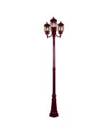 Vienna Three Head Curved Arm Tall Post Light Burgundy - 15976	