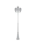 Vienna Three Head Curved Arm Tall Post Light White -15979	