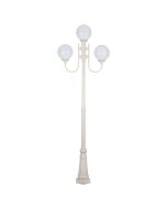 Lisbon Triple 25cm Spheres Curved Arms Tall Post Light Beige - 15746	