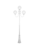 Lisbon Triple 25cm Spheres Curved Arms Tall Post Light White - 15751	