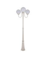 Lisbon Triple 25cm Spheres Curved Arms Tall Post Light Beige - 15758	