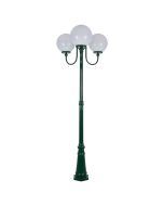Lisbon Triple 30cm Spheres Curved Arms Tall Post Light Green - 15767	