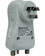 Kingray KDA20 20dB Distribution Amplifier, Plug into Mains Power, Single input/output F-Type connectors, 44-860MHz