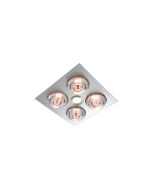 MYKA 4 - Slimline 3 in 1 with 4 x 275w Infrared Heat Lamps, 10W LED Downlight and side ducted exhaust - Silver M4HDLXS  Ventair