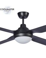 Discovery II 1320mm 4 Blade ABS Ceiling Fan with 15w Tricolour LED Light Matt Black