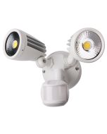 White Fortress II 30W Tricolour LED Double Exterior Security Light With PIR Sensor - MLXF3452WS