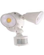 Defender Double Spot LED Outdoor Flood Light 2 x 10w Tricolour Sensor White - MLXD3452WS