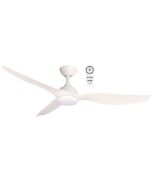 Malibu 1320mm 3 ABS Blade DC Remote Control Ceiling Fan with 15w LED Light Tricolour White Satin/White Satin - MMF1333WWR