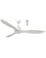 Wave 1520mm 3 ABS Blade DC Remote Control Ceiling Fan with 18w Tricolour LED Light White Satin - MWF1633WSR
