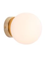 MERCATOR Lana Opal Glass Ball Wall Light - Brushed Brass - E14 MWL001BRS