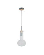 HOLBECK.19 Scandi Clear Glass and Timber Pendant - OL69291/19CL