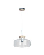 HOLBECK.30 Scandi Clear Glass and Timber Pendant - OL69291/30CL