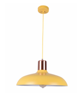 PENDANT ES 40W HAL Matte Yellow DOME with Copper Lamp holder Cover PASTEL14 Cla Lighting