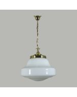 Chain Saw Tooth & Cloth Cord 1 Light Suspension - Lincoln Schoolhouse - Polished Brass