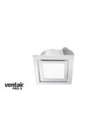 AIRBUS 200 - Premium Quality Side Ducted Exhaust Fan With 10w LED Panel (642Lm) - Extra Low Profile - Square - White PVPX200WHSQLED Ventair