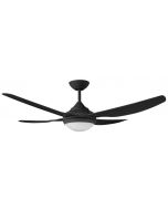ROYALE II - 52"/1320mm ABS 4 Blade Ceiling Fan with 18w LED Light - Black - Indoor/Covered Outdoor - ROY1304BL-L