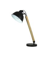STEAM TABLE LAMP Black Mid-century Task Lamp Timber and Metal - SL98788BK