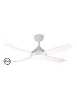 SPINIKA - 48"/1220mm Glass Fibre 4 Blade Ceiling Fan in Satin White - Indoor/Outdoor/Coastal - SPN1204WH
