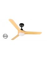 SPYDA - 50"/1250mm Fully Moulded PC Composite 3 Blade Ceiling Fan in Bamboo with  Tri Colour Step Dimmable LED Light NW,WW,CW - Indoor/Outdoor/Coastal - SPY1253BAM-L