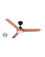 SPYDA - 50"/1250mm Fully Moulded PC Composite 3 Blade Ceiling Fan in Teak with  Tri Colour Step Dimmable LED Light NW,WW,CW - Indoor/Outdoor/Coastal - SPY1253TK-L