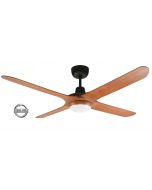 SPYDA - 50"/1250mm Fully Moulded PC Composite 4 Blade Ceiling Fan in Teak with Tri Colour Step Dimmable LED Light NW,WW,CW - Indoor/Outdoor/Coastal - SPY1254TK-L