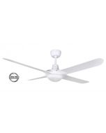 SPYDA - 50"/1250mm Fully Moulded PC Composite 4 Blade Ceiling Fan in Satin White with Tri Colour Step Dimmable LED Light NW,WW,CW - Indoor/Outdoor/Coastal - SPY1254WH-L