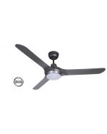 SPYDA - 56"/1400mm Fully Moulded PC Composite 3 Blade Ceiling Fan in Titanium with Tri Colour Step Dimmable LED Light NW,WW,CW - Indoor/Outdoor/Coastal - SPY1423TI-L