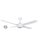 SPYDA - 56"/1400mm Fully Moulded PC Composite 4 Blade Ceiling Fan in Satin White with Tri Colour Step Dimmable LED Light NW,WW,CW - Indoor/Outdoor/Coastal - SPY1424WH-L