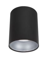 SURFACE GU10 Round Surface Mounted Fixed Downlight Black With Silver Diffuser - SURFACE18A