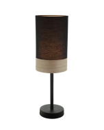 TAMBURA Black Cloth Shade With Blonde Wood Trim Small Table Lamp - TAMBURA08TL